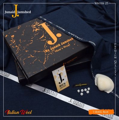 Junaid Jamshed wool unstitched suit for men – winter fabric 4-meter cutting in Pakistan with branded packing