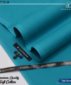 "Premium Sapphire Cotton Suit – Unstitched Men’s Summer Wear"