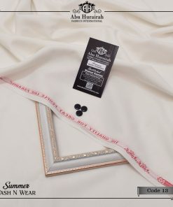 "Unstitched Men’s Suit by Abu Hurairah – Wash and Wear Comfort"