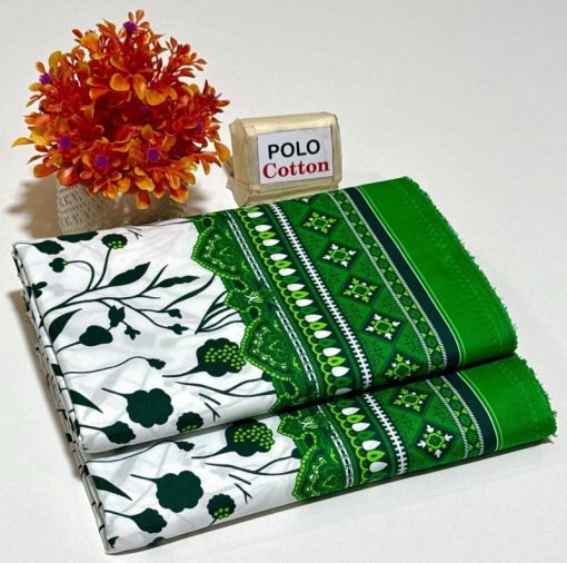 Summer cotton suit for girls with printed front and plain trouser