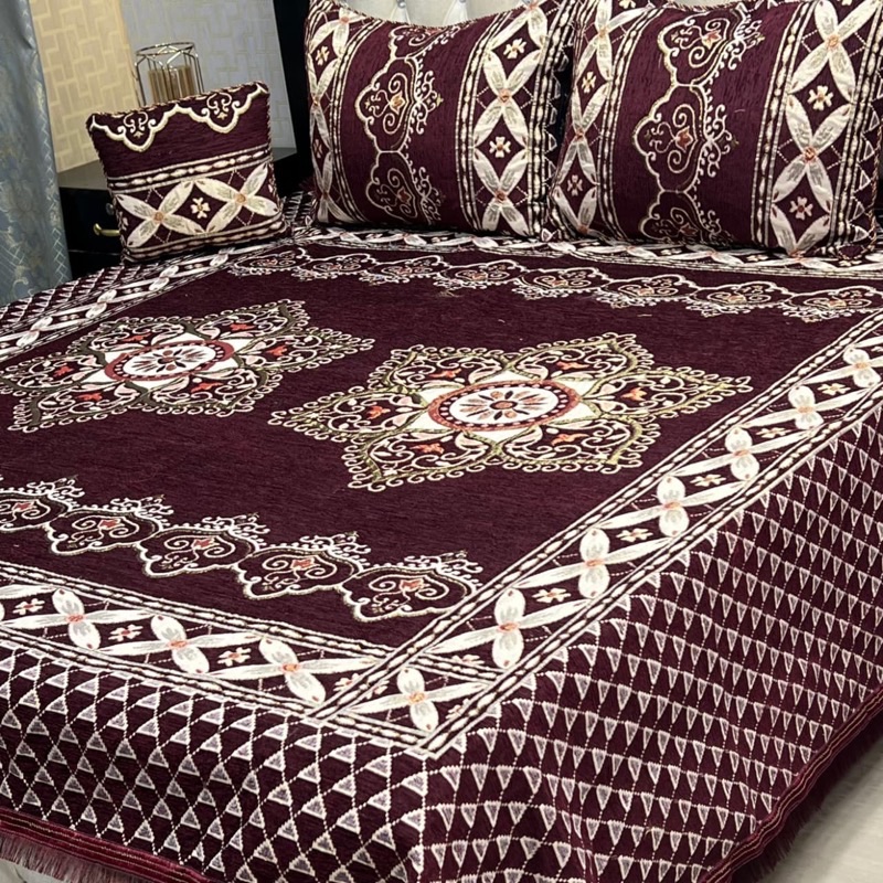 King Size 4PCS Velvet Jacquard Bedsheet | SKU-01