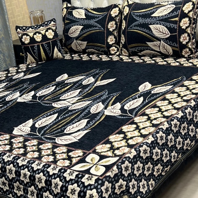 Deluxe Velvet Jacquard 4PCS King Size Bedsheet | SKU-17