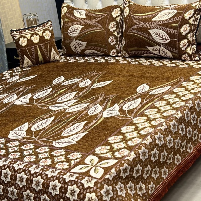 Modern Velvet Jacquard 4PCS Bedsheet King Size | SKU-12