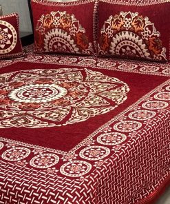 Soft Velvet Jacquard King Size 4PCS Bedsheet | SKU-04