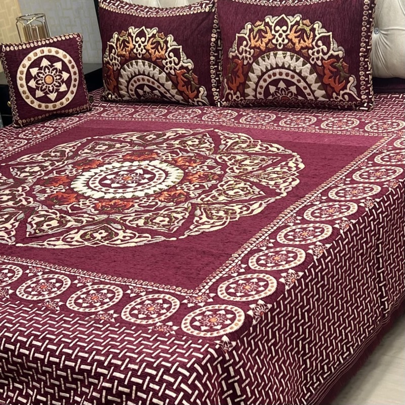 Classic Velvet Jacquard 4PCS Bedsheet King Size | SKU-07