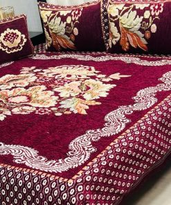 Designer King Size 4PCS Velvet Jacquard Bedsheet | SKU-11