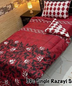 Colorful Single Size Vicky Razai Set with 3 pieces including warm quilt, mix cotton bedsheet, and pillow cover for comfortable single bed sleep.