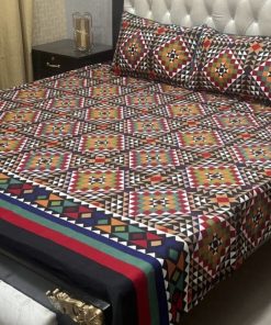 cotton bedsheet set with vibrant 3D digital print