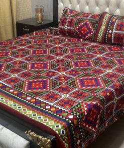 breathable crystal cotton bedsheet with colorful print