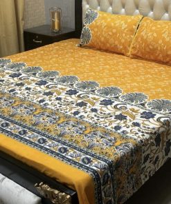 classic 3D design bedsheet in crystal cotton fabric breathable cotton bedsheet with premium 3D pattern