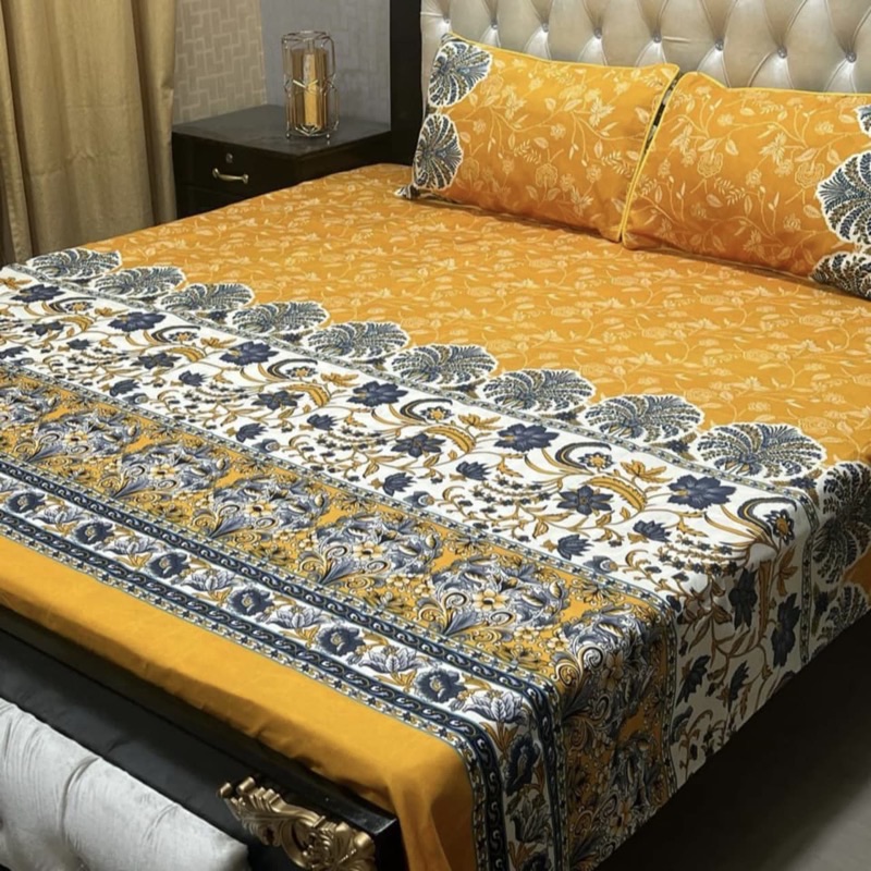 classic 3D design bedsheet in crystal cotton fabric breathable cotton bedsheet with premium 3D pattern