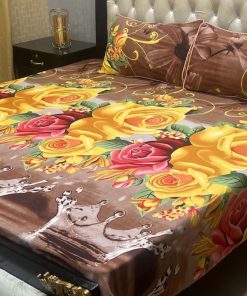 smooth texture crystal cotton 3pc printed bedsheet set