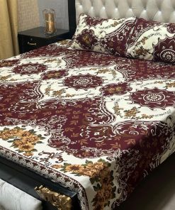 beautiful 3D printed floral bedsheet in cotton crystal