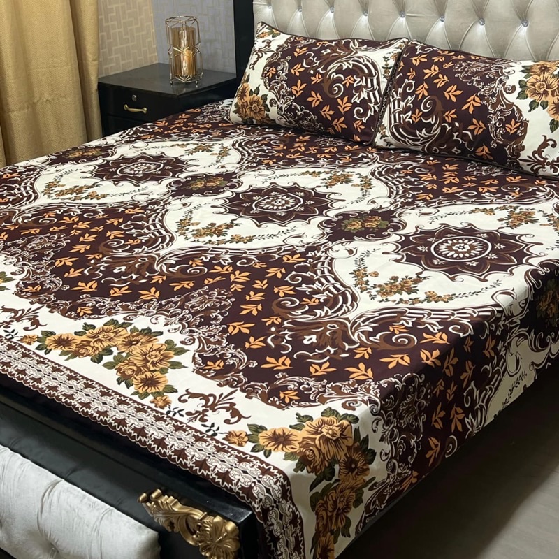 eye catching 3D printed crystal cotton bedsheet