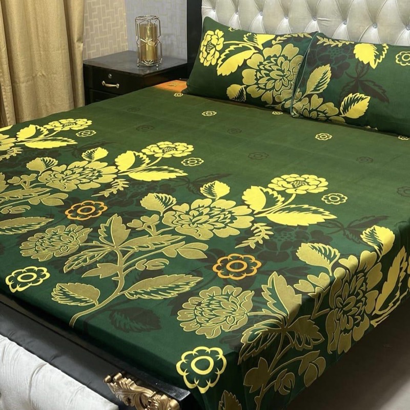 luxury cotton crystal bedsheet with beautiful 3D artwork