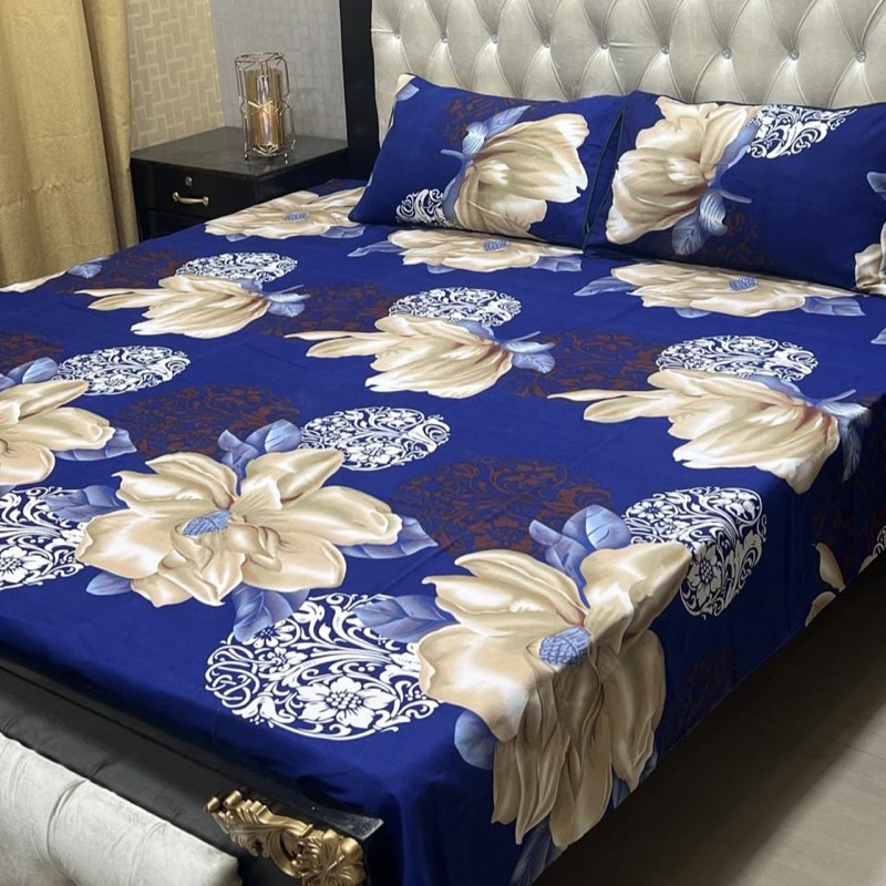 comfortable printed cotton crystal bedsheet for king bed