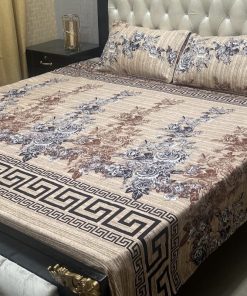 modern cotton bedsheet with vibrant 3D floral print