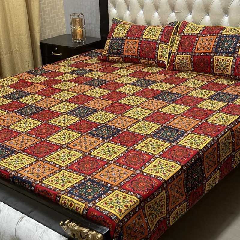 3D patterned crystal cotton bedsheet for bedroom styling