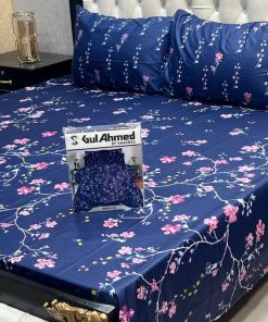 Cotton mix king size Gul Ahmed printed bedsheet with pillows