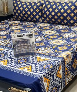 King size Gul Ahmed cotton mix bedsheet gift pack 3pc printed design
