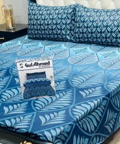 Full printed Gul Ahmed cotton mix king size bedsheet gift boxing