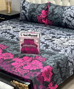 Gul Ahmed printed king bedsheet cotton mix 3 piece bedding
