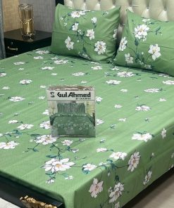 Gul Ahmed soft cotton mix printed king size bedsheet
