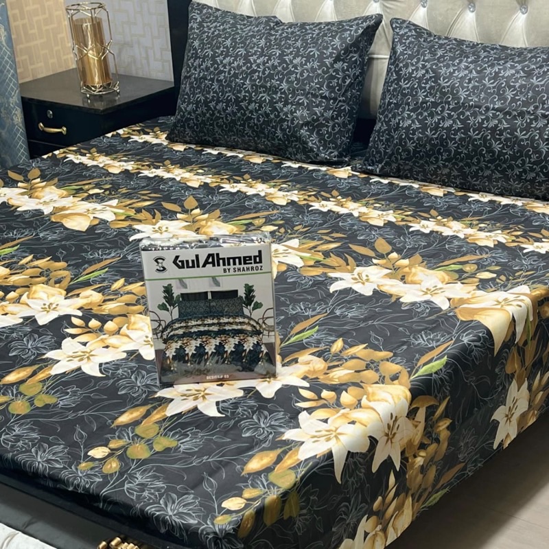 King size cotton mix Gul Ahmed bedding with printed pattern