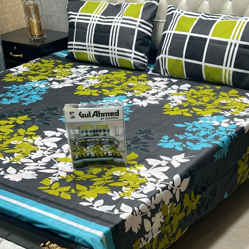 Modern print cotton mix king Gul Ahmed bedsheet pack