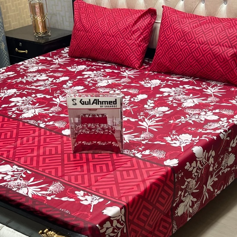 Printed cotton blend Gul Ahmed king bedsheet gift pack