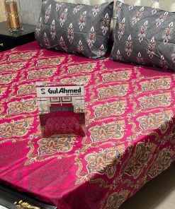 Gul Ahmed cotton mix printed king bedsheet bedroom look