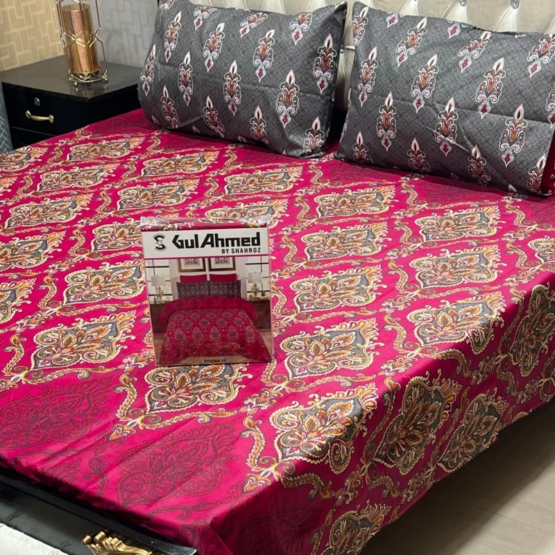 Gul Ahmed cotton mix printed king bedsheet bedroom look