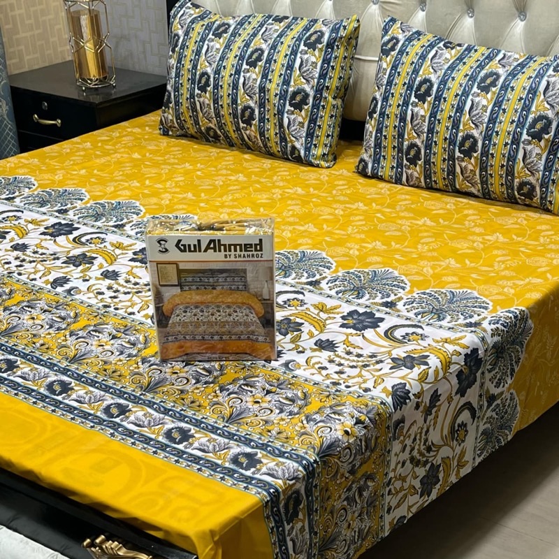Printed Gul Ahmed king size bedding cotton mix comfortable feel