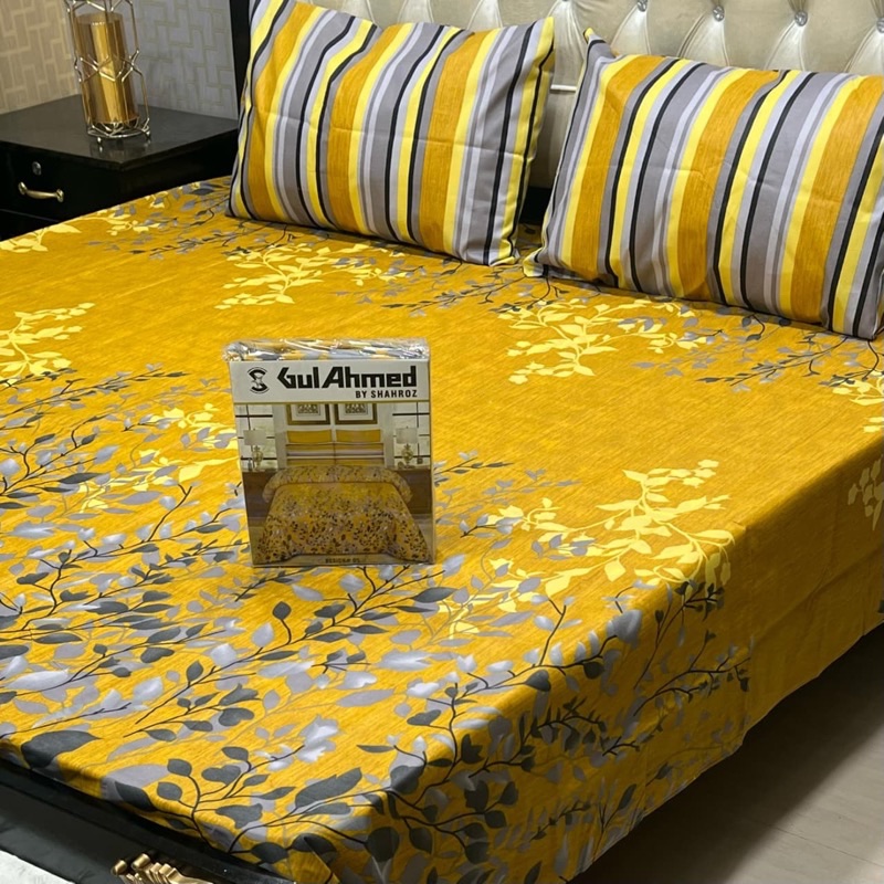 Elegant printed Gul Ahmed cotton king size bedding