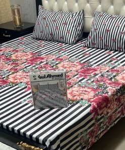 Cotton mix king size printed Gul Ahmed bedding with pillow covers