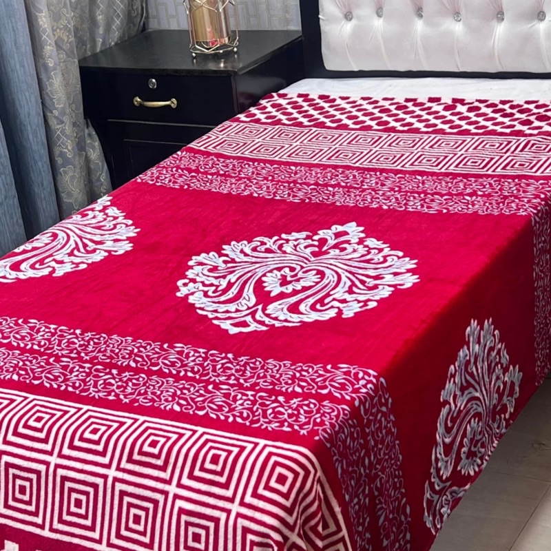 Printed soft fleece AC blanket for single bed with color guaranteed fabric