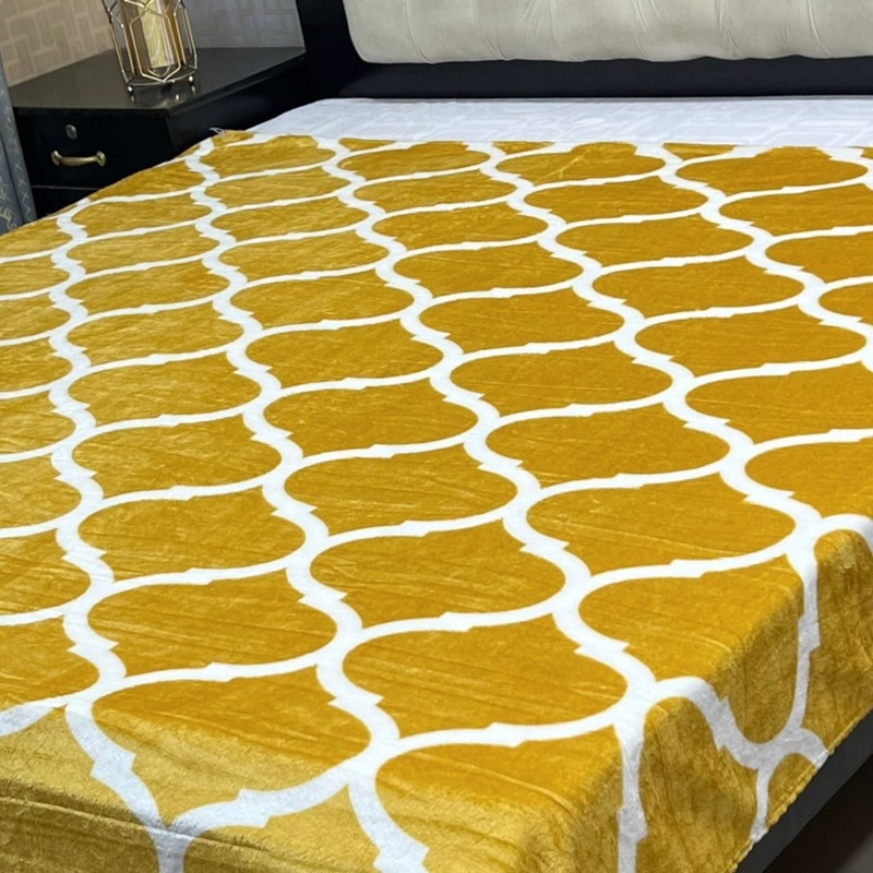 Soft fleece double bed AC blanket with elegant printed design