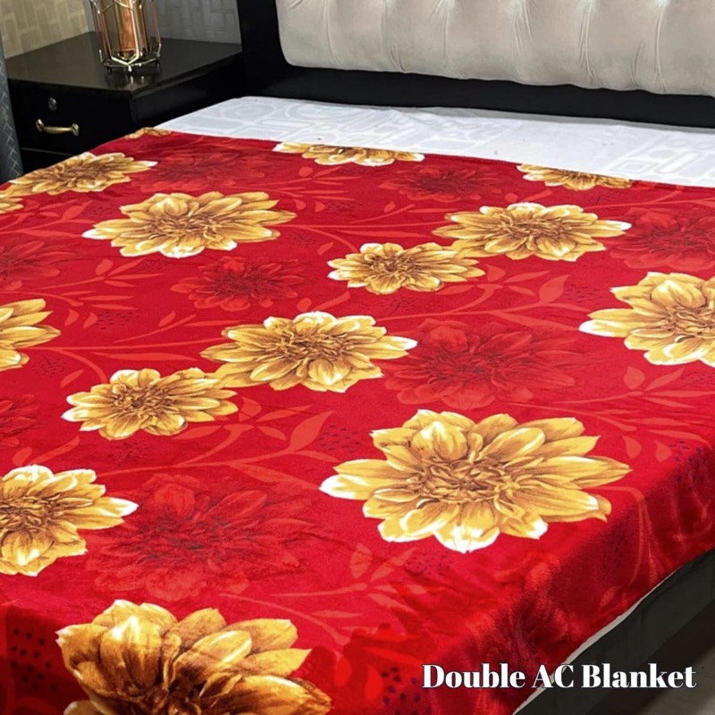 Premium printed soft fleece AC blanket for double bed use