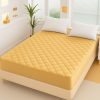 Yellow Fancy Quilted Waterproof Mattress Fitted Bedsheet for King Size Bed