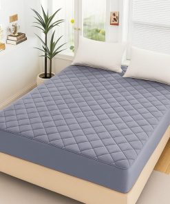 Grey Fancy Quilted Waterproof Mattress Fitted Bedsheet for King Size Bed