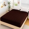 Dark Brown Fancy Quilted Waterproof Mattress Fitted Bedsheet for King Size Bed