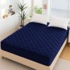 Navy Blue Fancy Quilted Waterproof Mattress Fitted Bedsheet for King Size Bed