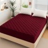 Maroon Fancy Quilted Waterproof Mattress Fitted Bedsheet for King Size Bed