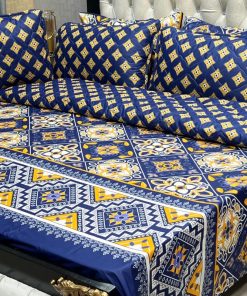 7Pc printed comforter set king size cotton mix luxury bedding