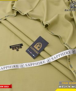 Sapphire men unstitched summer wash and wear suit raw gold color with button set