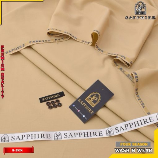 Sapphire men unstitched summer wash and wear suit skin color with button set