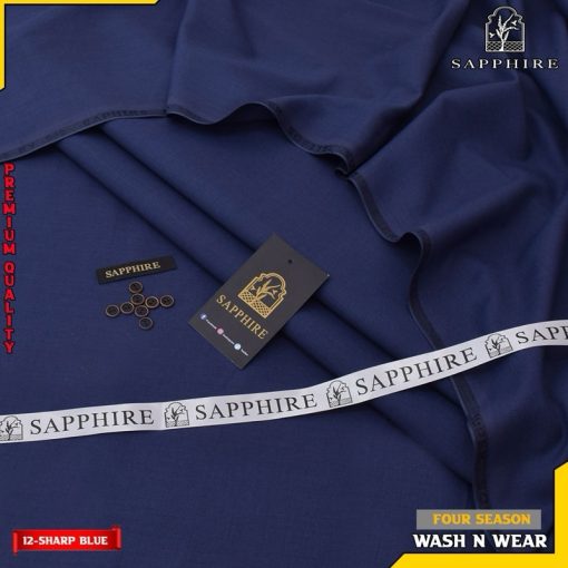 Sapphire men unstitched summer wash and wear suit navy blue color