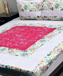 Exclusive Cotton Embroidered King Size Bedsheet SKU-KPB-20 with Matching Pillow Covers