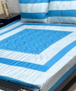 Luxury Cotton Patchwork Embroidered King Size Bedsheet SKU-KPB-18 with Pillow Covers
