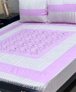 Elegant Cotton Embroidered King Size Bedsheet SKU-KPB-17 with Pillow Covers